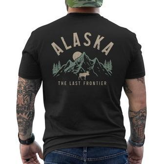 Alaska The Last Frontier Vintage Mountains Moose Hiking Men's T-shirt Back Print - Monsterry CA