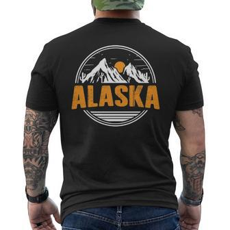 Alaska Vintage Mountains Sunrise Alaskan Pride Men's T-shirt Back Print | Mazezy