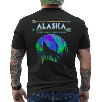 Alaskan Wolf Alaska State Pride Alaska Northern Lights Men's T-shirt Back Print - Monsterry AU