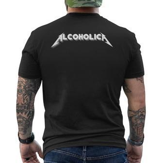 Alcoholica Metal Font Style Men's T-shirt Back Print - Monsterry DE
