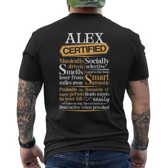 Alex Name Certified Alex Mens Back Print T-shirt - Seseable