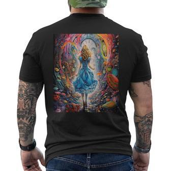 Alice In Wonderland Trippy Rainbow Men's T-shirt Back Print - Monsterry DE