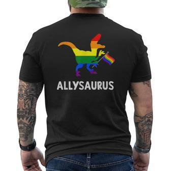 Allysaurus Trans Ally T Rex Dinosaur Gay Pride Parade Lgbt V2 Mens Back Print T-shirt - Thegiftio UK