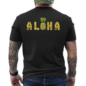 Aloha Pineapple Hawaii Vintage Tropical Fruit Summer Men's T-shirt Back Print - Monsterry