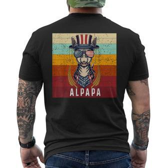 Alpapa Fan Llama Fan Lover Father's Day & 4 July Usa Flag Men's T-shirt Back Print - Thegiftio UK