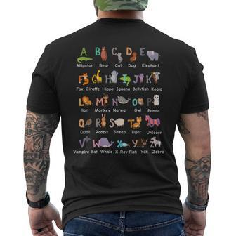 Alphabet Animal Abcs Learning For Boys Girls Adults Men's T-shirt Back Print - Seseable