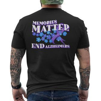 Alzheimer Awareness And Purple Ribbon & Forget Me Nots Men's T-shirt Back Print - Thegiftio UK