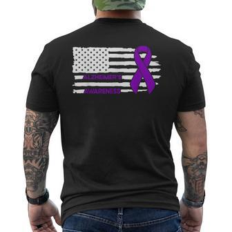 Alzheimer's Awareness Alzheimer's Flag Purple Ribbon Men's T-shirt Back Print - Monsterry UK