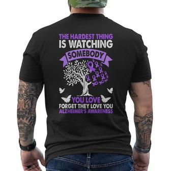 Alzheimer's Awareness Love Support Purple Ribbon Month Men's T-shirt Back Print - Monsterry UK