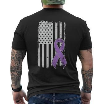 Alzheimers Awareness Usa American Flag Alz Dementia Ribbon Men's T-shirt Back Print - Monsterry