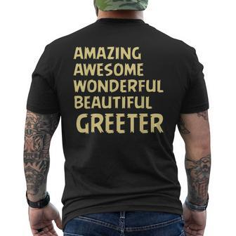 Amazing Awesome Wonderful Beautiful Greeter Birthday Present Men's T-shirt Back Print | Mazezy