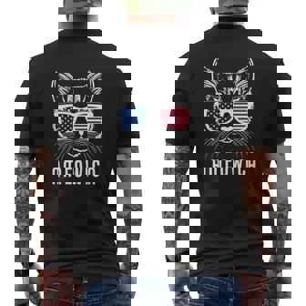 Ameowica America Pun USA American Flag Cool Cat Mens Back Print T-shirt - Thegiftio