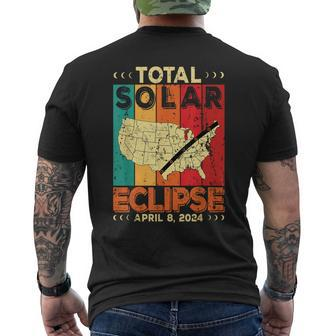 America 2024 Total Solar Eclipse Solar Eclipse Retro Vintage Men's T-shirt Back Print | Mazezy