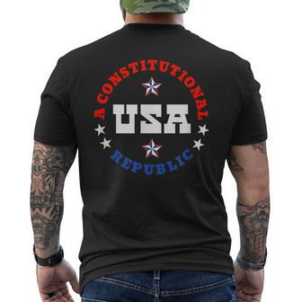 America A Constitutional Republic Usa Flag Colors Patriotic Men's T-shirt Back Print - Monsterry AU