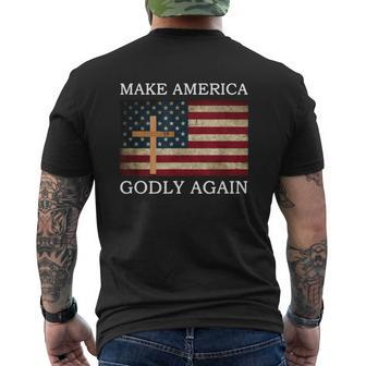 Make America Godly Again American Flag Shirt Mens Back Print T-shirt - Thegiftio UK