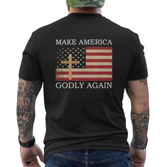 Make America Godly Again American Flag V2 Mens Back Print T-shirt - Thegiftio UK