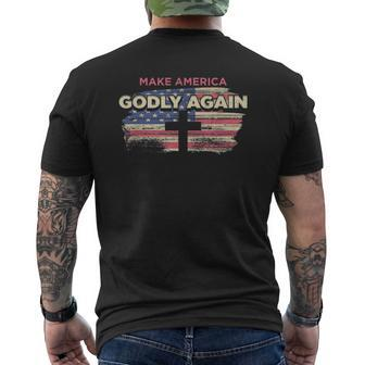 Make America Godly Again Retro Flag Mens Back Print T-shirt - Thegiftio UK