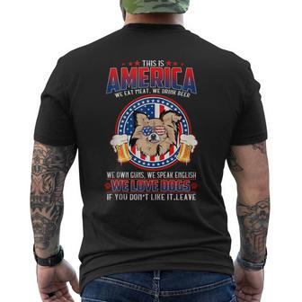 America We Love Dogs Chihuahua Dog And Beer 4Th Of July Men's T-shirt Back Print - Monsterry