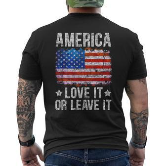 America Love It Or Leave It Patriotic Phrase Men's T-shirt Back Print - Monsterry AU