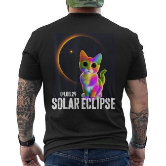 America Totality 04 08 24 Total Solar Eclipse 2024 Cute Cat Men's T-shirt Back Print - Thegiftio UK