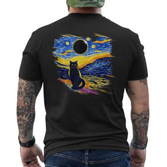 America Totality Solar Eclipse 2024 Starry Night Van Gogh Men's T-shirt Back Print - Thegiftio UK