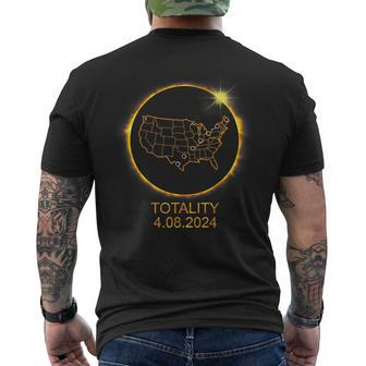 America Totality Total Solar Eclipse April 8 2024 Usa Map Men's T-shirt Back Print - Seseable