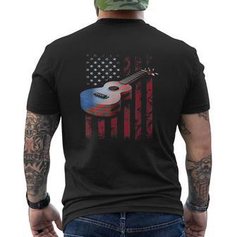 American Acoustic Guitar Us Flag Vintage Guitaris Mens Back Print T-shirt - Seseable
