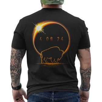 American Bison Buffalo Solar 2024 Eclipse Men's T-shirt Back Print - Seseable