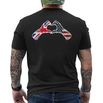 American British Usa Flag Usa United Kingdom Heart Men's T-shirt Back Print - Monsterry