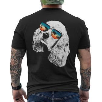 American Cocker Spaniel With Glasses Sunglasses Retro Style Men's T-shirt Back Print | Mazezy