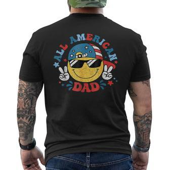 All American Dad 4Th Of July Dad Smile Face Fathers Day Men's T-shirt Back Print - Seseable