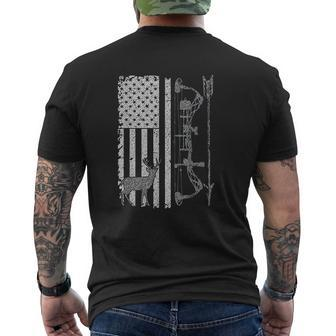 American Deer Bow Hunter Flag Accessories Hunt Mens Back Print T-shirt - Seseable