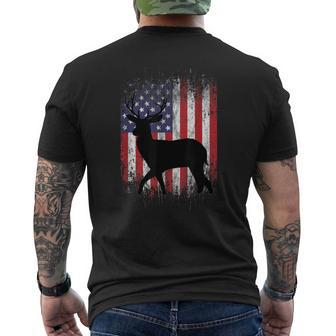 American Deer Hunting Patriotic Hunter Flag Whitetail Buck Men's T-shirt Back Print - Monsterry DE