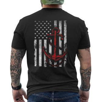 American Flag Anchor Patriotic Military July Navy Usa Men's T-shirt Back Print - Monsterry DE