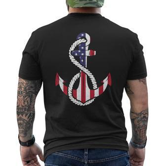 American Flag Anchor Patrioticic Memorial Day 4Th Of July Mens Back Print T-shirt - Thegiftio UK