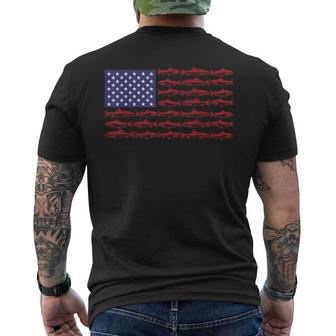 American Flag Bass Fishing Patriotic Kid Boy Youth Women Men's T-shirt Back Print - Seseable