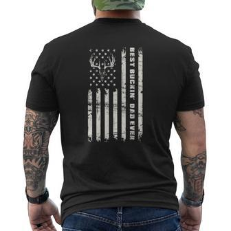 American Flag Best Buckin' Dad Ever Deer Hunter Mens Back Print T-shirt | Mazezy