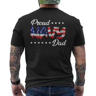 American Flag Bold Proud Navy Dad Men's T-shirt Back Print - Monsterry
