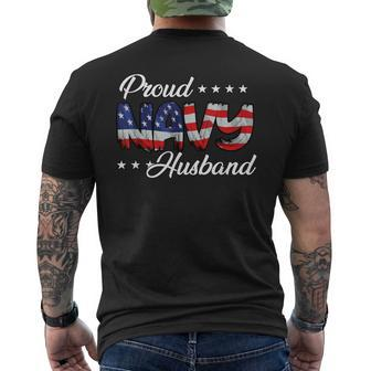 American Flag Bold Proud Navy Husband Men's T-shirt Back Print - Monsterry CA