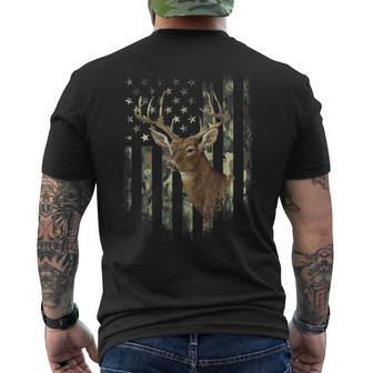 American Flag Camo Deer Hunting Antlers Men's T-shirt Back Print - Monsterry AU