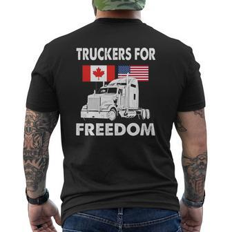 American Flag Canada Flag Freedom Convoy 2022 Truck Driver Mens Back Print T-shirt | Mazezy CA