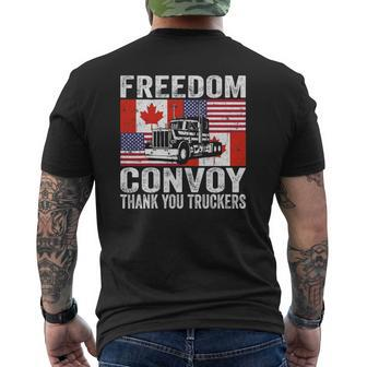 American Flag Canada Flag Truckers Freedom Convoy 2022 Ver2 Mens Back Print T-shirt | Mazezy CA