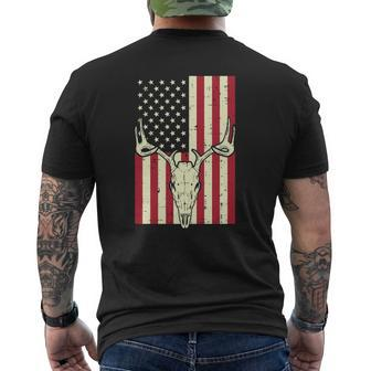 American Flag Deer Skull Vintage Hunting Patriotic Hunt Dad Mens Back Print T-shirt | Mazezy CA