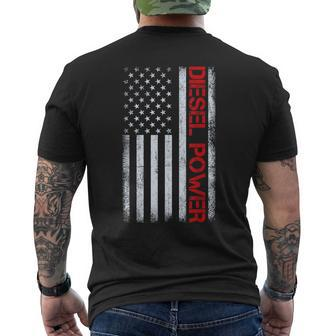 American Flag Diesel Powered Mechanic Vintage Truck Driver Men's T-shirt Back Print - Seseable