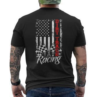 American Flag Dirt Track Racing Car Bike Driver Back Print Men's T-shirt Back Print - Monsterry UK