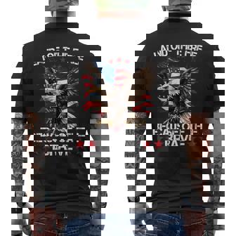 American Flag Eagle Land Of The Free Because Of The Brave Men's T-shirt Back Print - Seseable