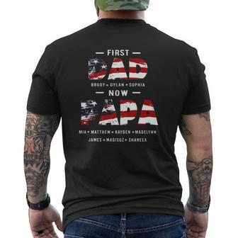 American Flag First Dad Now Papa Father's Day Mens Back Print T-shirt | Mazezy