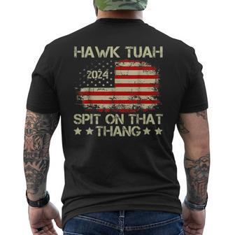 American Flag Hawk Tuah 24 Spit On That Thang Men's T-shirt Back Print - Monsterry CA