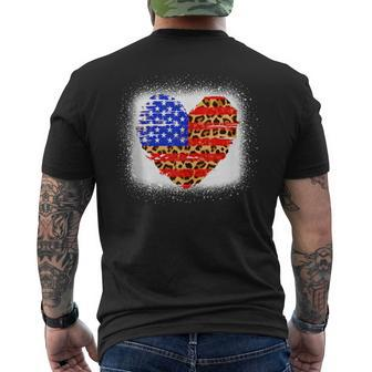 American Flag Heart 4Th Of July Usa Patriotic Bleached Men's T-shirt Back Print - Monsterry UK