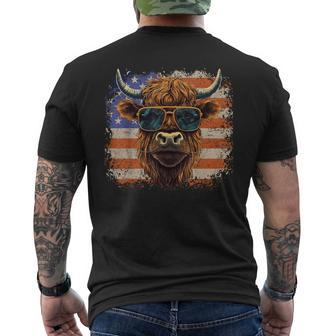 American Flag Highland Cow-Fourth Of July Cow Lover Cool Men's T-shirt Back Print - Monsterry UK